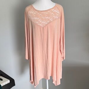 Torrid 3 Soft Peach Lace Tunic